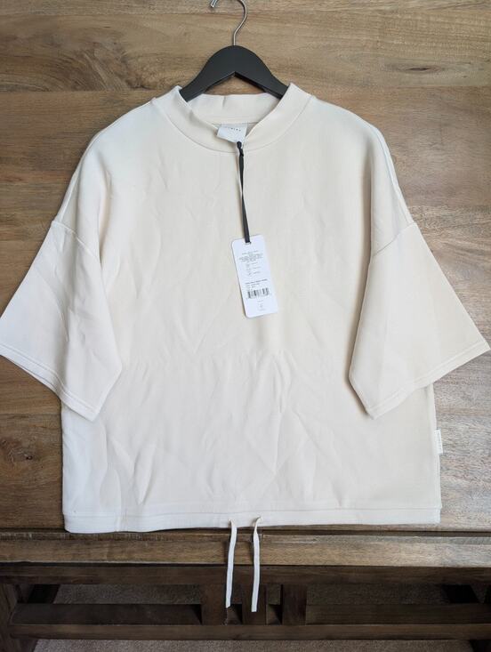 Varley Tops - NWT Varley Sweatshirt Womens M Cream Stretch Alden Short Sleeve Dropped Shoulder